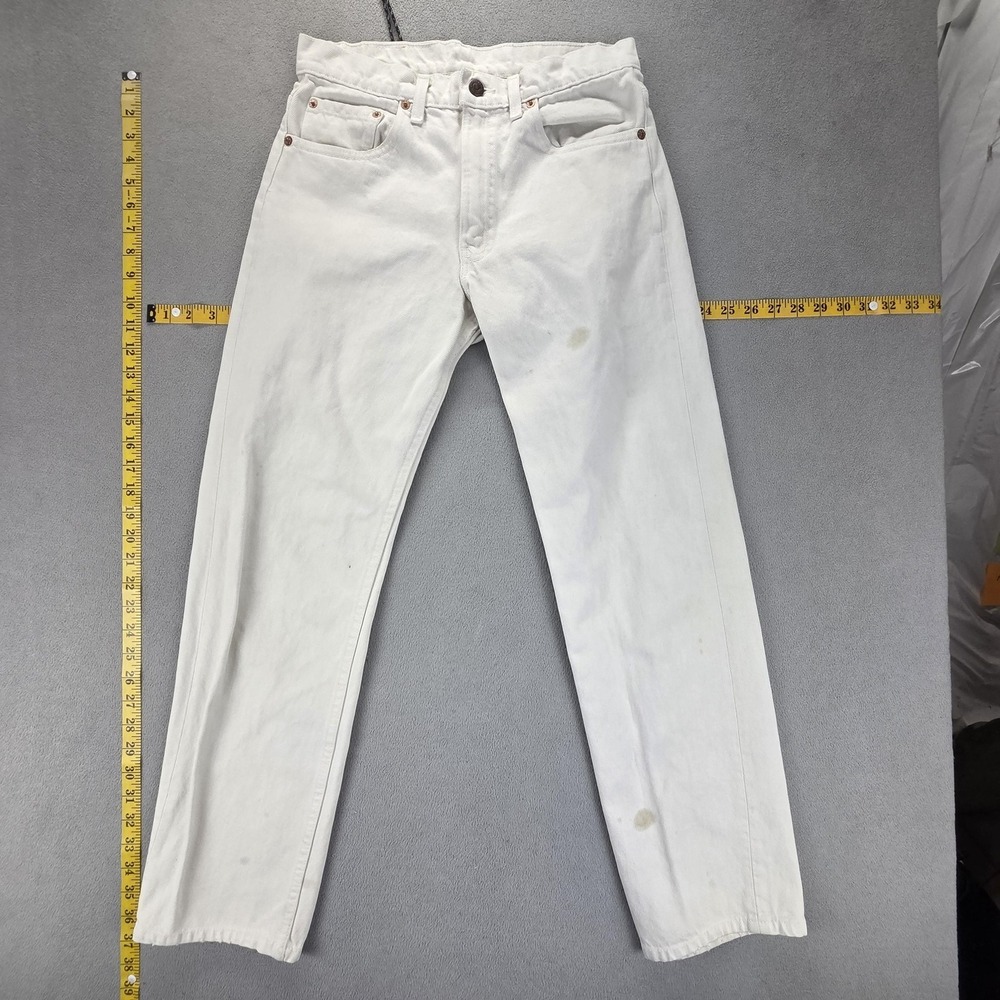 Vintage Levis 505 Jeans Womens White Straight Zip Fly‎ USA Fits 28x29